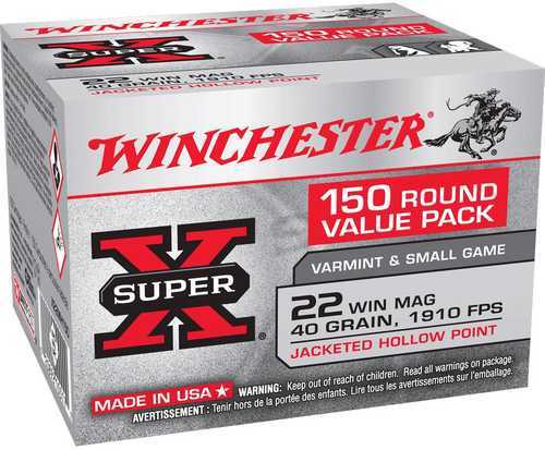22 Win Mag Rimfire 40 Grain Jacketed Hollow Point 150 Rounds Winchester Ammunition Magnum